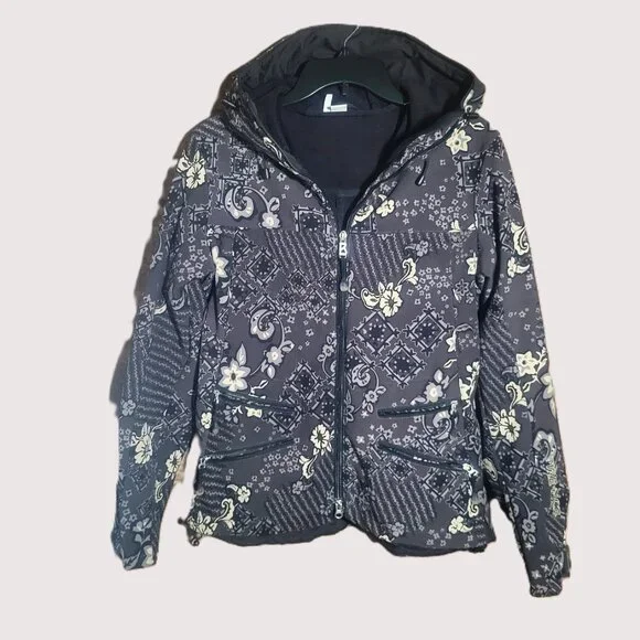 Bogner Fire + Ice Women's Softshell Hood Floral Jacket Gray/Black/Cream - ML - Picture 2 of 15